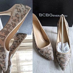 BCBGeneration Leopard Parchment heels, 8.5 Medium
